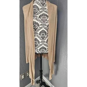 Women's Max Studio Cardigan Long Open Draped Size X Large Beige Long Sleeve XL